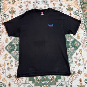 Gildan Mens Black Graphic T Shirt Size Large Logo Tee Casual Short Sleeve